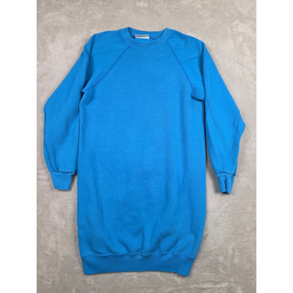 Vintage Bassett-Walker Sweatshirt Dress Womens S/M Blue Raglan Faded *Read